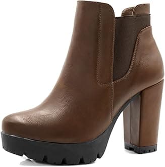 Women's Chunky High Heel Platform Zipper Chelsea Boots