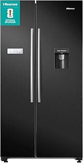 RS741N4WBE Freestanding American Side by side Door American Fridge Freezer 578 litre, Black, with Non-Plumbed Water Dispenser, Black, 90.8 × 179.3 × 74.3 cm (W×H×D)