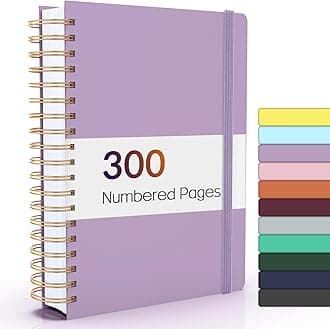 Forvencer A4 Lined Spiral Journal Notebook with 300 Numbered Pages, 11" X 8.5" Thick Journals for Writing with 100GSM Paper, Hardcover Notebooks with Contents for Work, School, Purple