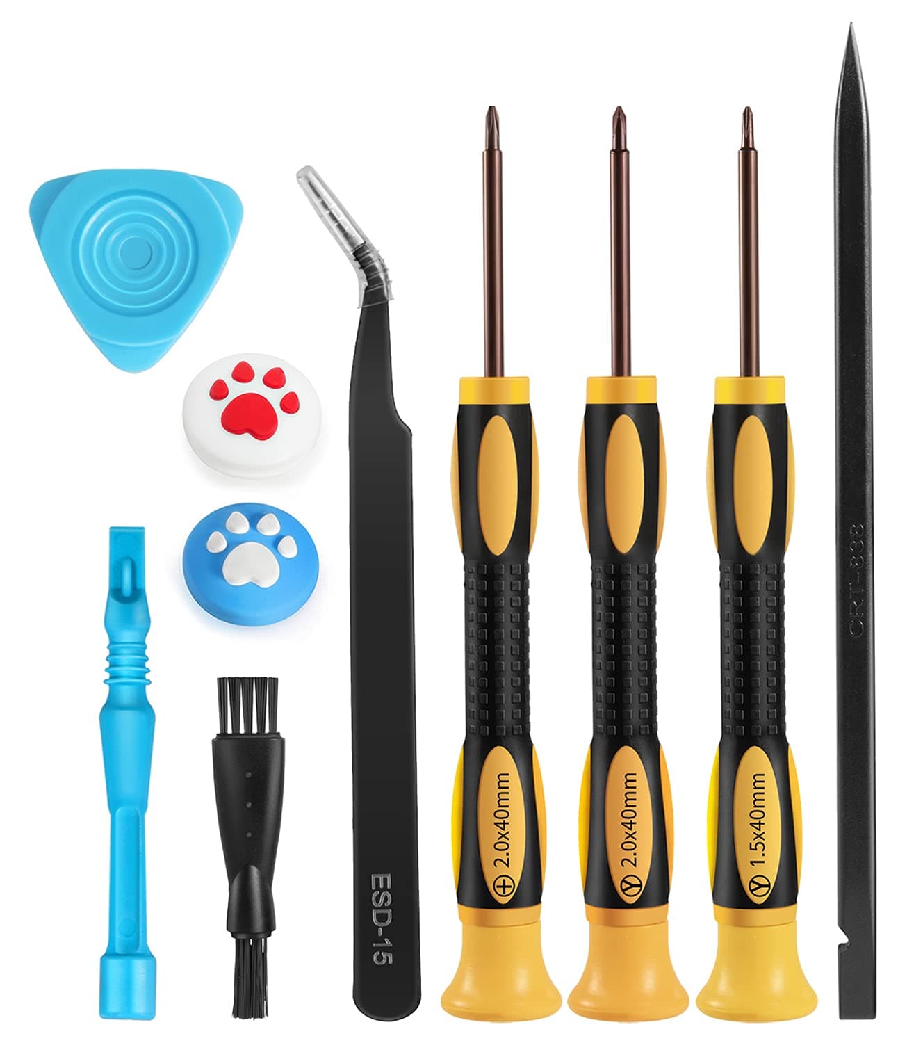 Screwdriver Kit for Nintendo Switch – 10 in 1 PRO S2 Steel Triwing Y00 Repair Tool Set with Thumb Caps, Tweezers, Cleaning Brush, Opening Accessories for Switch/Switch Lite JoyCon Joy-Con Controller