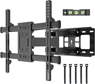 TV Wall Bracket for 32-85 Inch LED LCD, Full Motion Swivel Tilt TV Wall Mount, Heavy Duty Dual Arms up to 60kg, Max VESA 600x400mm, Universal TV Mount with Bubble Level and Cable Ties
