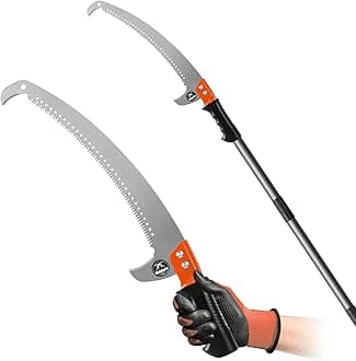 Walensee Pole Saws for Tree Trimming 235cm Lightweight Manual Stainless Steel Extension High Pole Pruning Pole Saw with Blade for Trimmer Branches Pole Cutter and Pruner at Forestry Yard Garden Patio