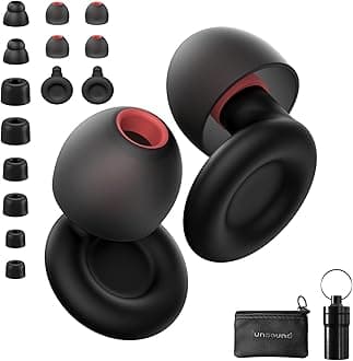 Ear Plugs for Sleeping Noise Reduction Reuseable, Concerts, Focus, Travel, Work, High Fidelity– 7 Pair Eartips – Flexible Soft-Touch – NRR of 24 and 27 dB Noise Cancelling Black Red,1 Count(Pack of 1)