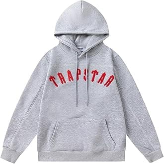 Embroidered Trapstar Tracksuit for Men and Women, Unisex Trapstar Shooters Suit, 2 Piece Sports Jogging Set Autumn Winter, Fleece Hooded Sweatshirt and Pants (Color : 8838 gray, Size : Small)