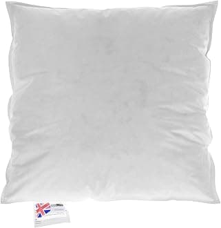 HOMESCAPES Goose Feather and Down Cushion Pad 55 x 55 cm (22” x 22”) Inner Insert Filler with 100% Cotton Down Proof Cover Hypoallergenic RDS Certified Machine Washable