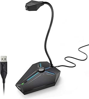 CMTECK Computer Microphone G006Plus USB Desktop Condenser PC Laptop Mic Volume Knob Mute Button with LED Indicators Compatible with Windows/Mac (Black with Knob)