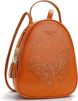 APHISON Small Backpack Purse for Women Teen Girls Cute Butterfly Mini Backpack Vegan Leather Crossbody Shoulder Bags L-BROWN