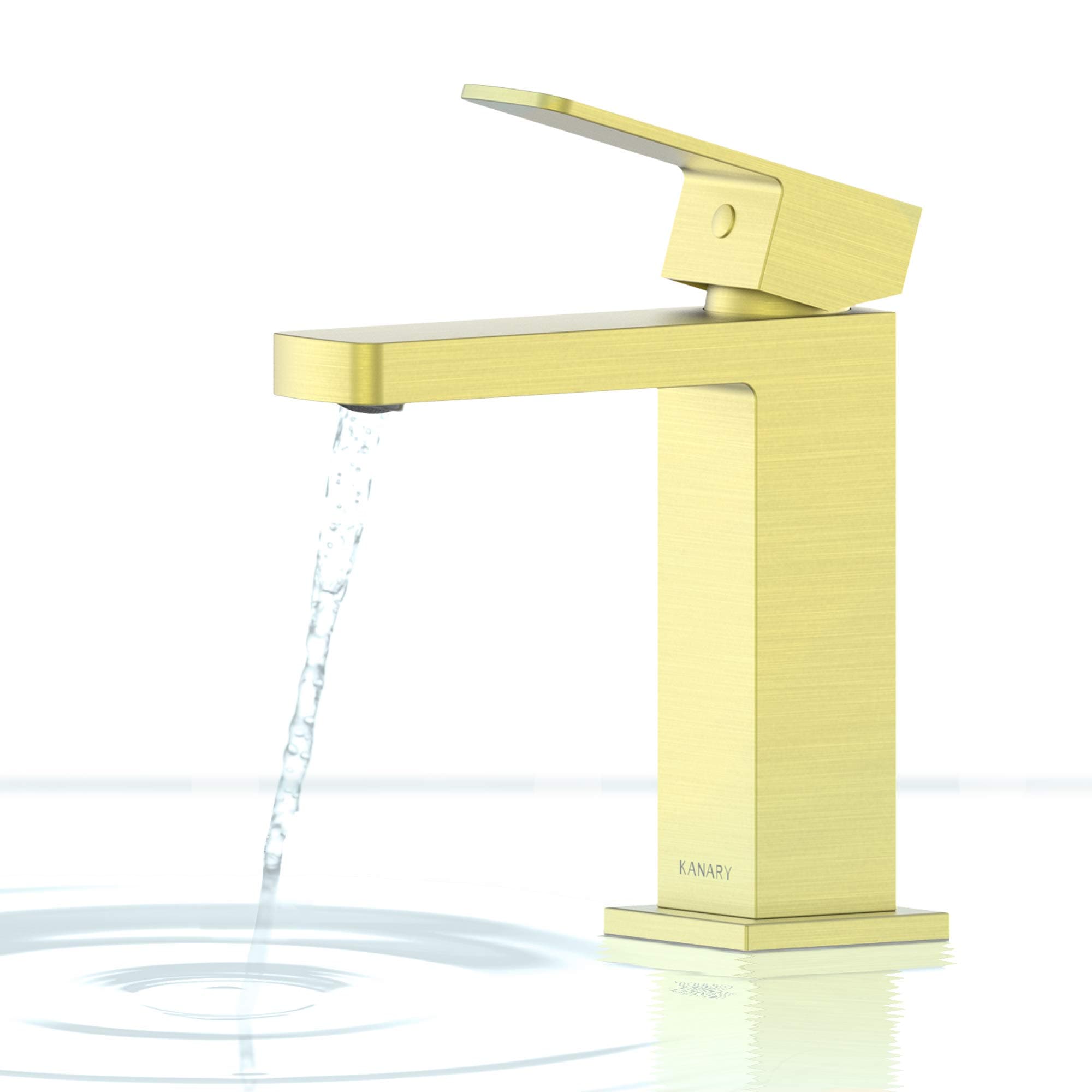 Gold Bathroom Faucet Single Handle with Supply Hoses,Solid Brass Body (Brushed Gold)