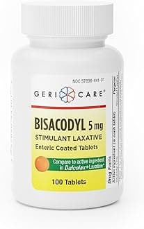 GeriCare Bisacodyl 5 mg Laxative Coated Tablet | Generic for Dulcolax | Stimulant Laxative | Gentle Overnight Constipation Relief 100 Count (Pack of 1)