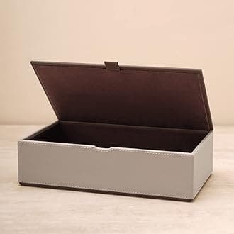 PURE HOME + LIVING and Beige Faux Leather Box with Lid
