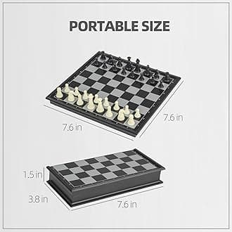 Travel Chess Set Magnetic Portable Folding Chess Board - Small Mini Chess Set - (Small / 7.6 Inch)