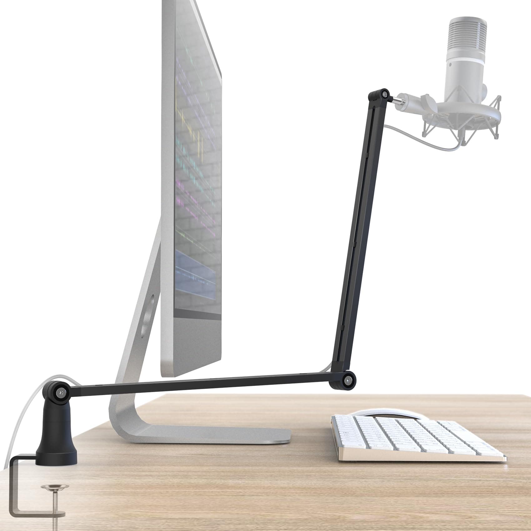 Boom Arm, 360° Rotatable Microphone Stand with Desk Mount, Foldable Desk Mic Arm with 3/8'' to 5/8'' Screw Adapter, Microphone Arm for Live Streaming, Gaming, Podcasting, Radio(Space Black)