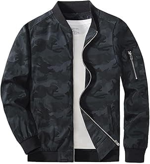 CRYSULLY Men's Bomber Jacket Lightweight Spring Fall Casual Windbreaker Full Zip Outwear Coat