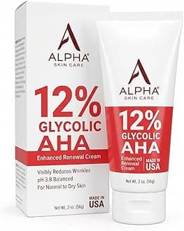 Alpha Skin Care Enhanced Renewal Cream, Anti-Aging Formula, 12% Glycolic AHA, Reduces Lines & Wrinkles, Normal to Dry Skin, 2 Oz, Pack of 1