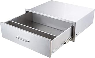 Outdoor Kitchen Single Drawer Stainless Steel BBQ Enlarger -30" W x 10" H x 23" D Enclosed Built-in Drawer Flush Mount for Outdoor Kitchens & BBQ Islands