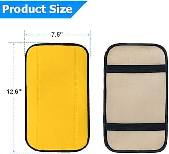 Car Armrest Storage Box Mat, Fiber Leather Car Center Console Cover, Car Armrest Seat Box Cover Accessories Interior Protection for Most Vehicle, SUV, Truck, Car (Yellow)