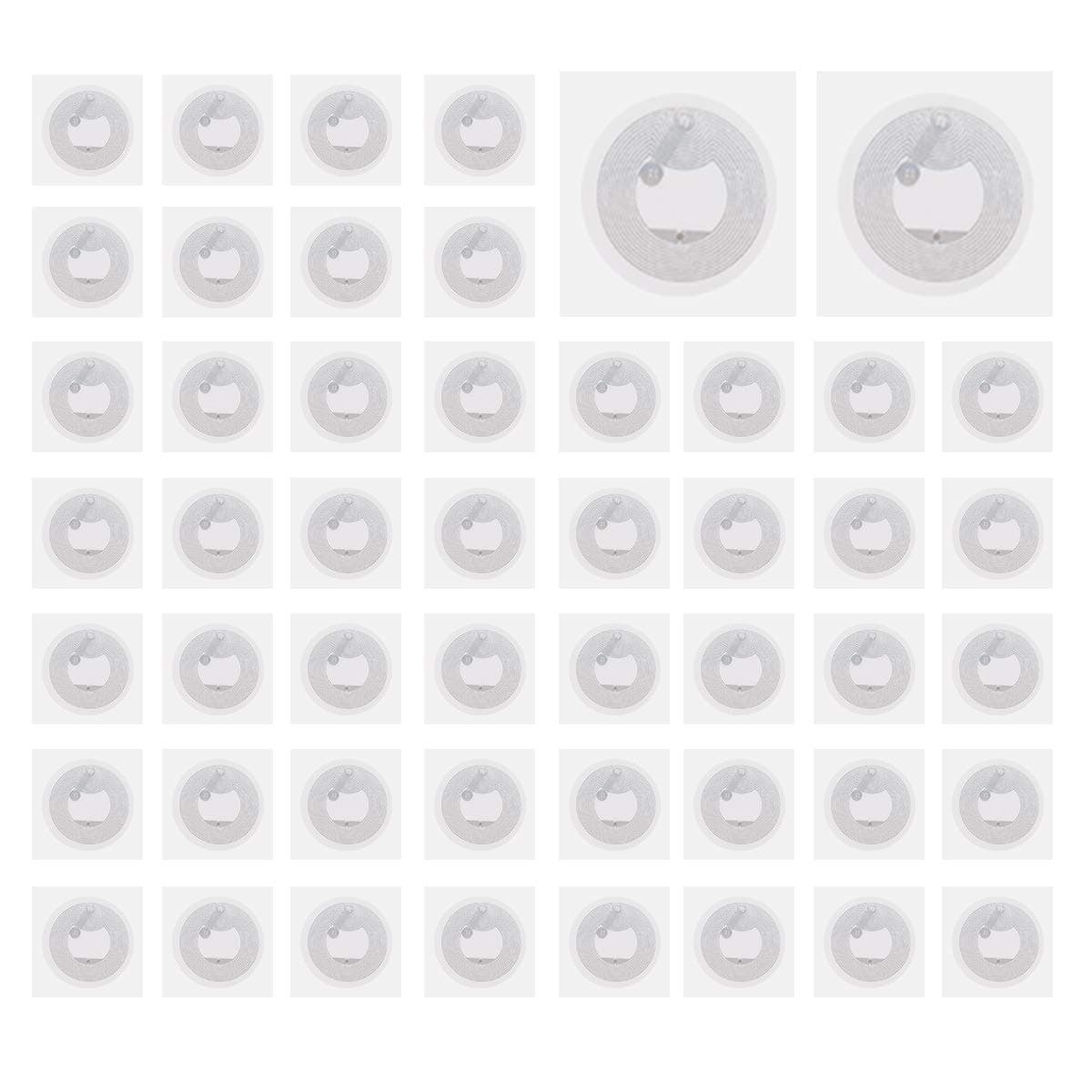 ANPHSIN 50 Pcs Medium NFC Tags- 25mm Reusable Round NFC Stickers Fully Programmable NFC Tag Stickers Blank White NTAG 213 NFC Chip Stickers Compatible with All NFC Enabled Devices