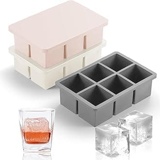 Nax Caki Ice Cube Trays 3 Pack for Whiskey, Large Square Silicone Ice Cube Molds for Whiskey Ice Cube Maker for Cocktail Old Fashioned 2inch Ice Cube Tray