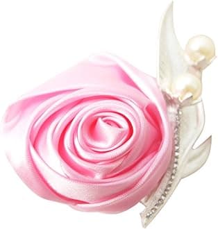 Boutonniere Bridegroom Groom Men's Boutonniere Boutineer with Pin for Wedding, Prom, Homecoming Pink 1 Piece