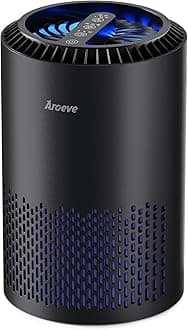 AROEVE Air Purifiers for Bedroom Home, Air Purifier For Smoke Pollen Dander Hair Smell Air Cleaner with Sleep Mode Speed Control For Bedroom Office, MK01- Black(Available for California)