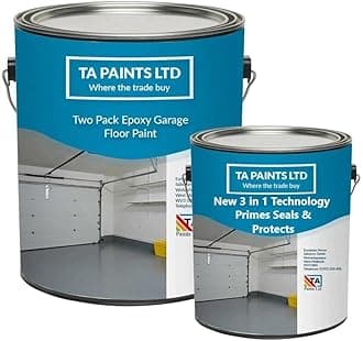 T A Paints Ltd Two Pack Epoxy Resin Garage Floor Paint 3 In 1 Primer Sealer Protect Heavy Duty 2k Industrial Factory Floor Coating for Concrete Stone Brick (5L Tile Brick Red)