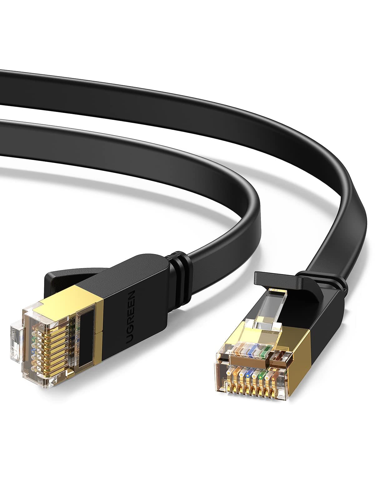 UGREEN Ethernet Cable 2M, Cat 7 Flat High-Speed Gigabit Network Cable, U/FTP 10Gbps 600Mhz/s RJ45 LAN Cable Internet Patch Cord Compatible with Router, Modem, Xbox, PC & Laptop, PS5, Switch, Printer