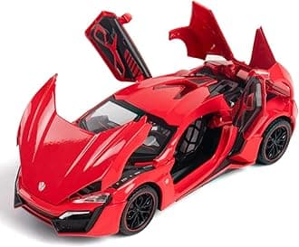LYKAN HYPERSPORT Sport 1:24 Big Size Diecast Scale Model Alloy Metal Pull Back Toy car for Kids with Openable Doors & Light, Music Toy Vehicle for Kids - (RED)