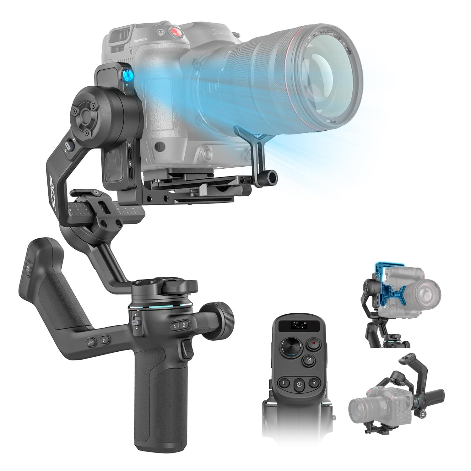 SCORP-C2 AI Tracking Gimbal for Cameras,3-Axis Stabilizer for DSLR/Mirrorless Camera Sony/Canon/Panasonic/Nikon/Fujifilm,Native Vertical Shooting,Intelligent Tracking,Max 7.72lbs Payload