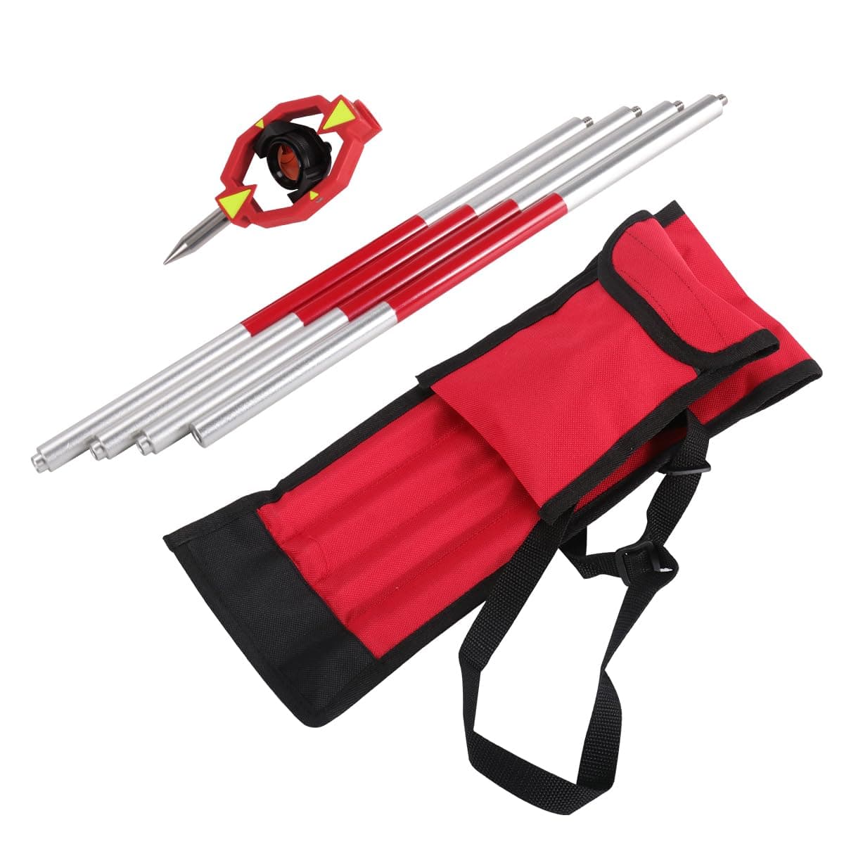 High-Quality Aluminum Mini Prism Set with Extendable Pole - 25.4mm Diameter, Copper-Coated, Offset 0/-30mm - Complete Surveying Tool for Total Station