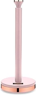 T826133PNK Cavaletto Towel Pole Kitchen Roll Holder with Soft Underliner, Marshmallow Pink and Rose Gold