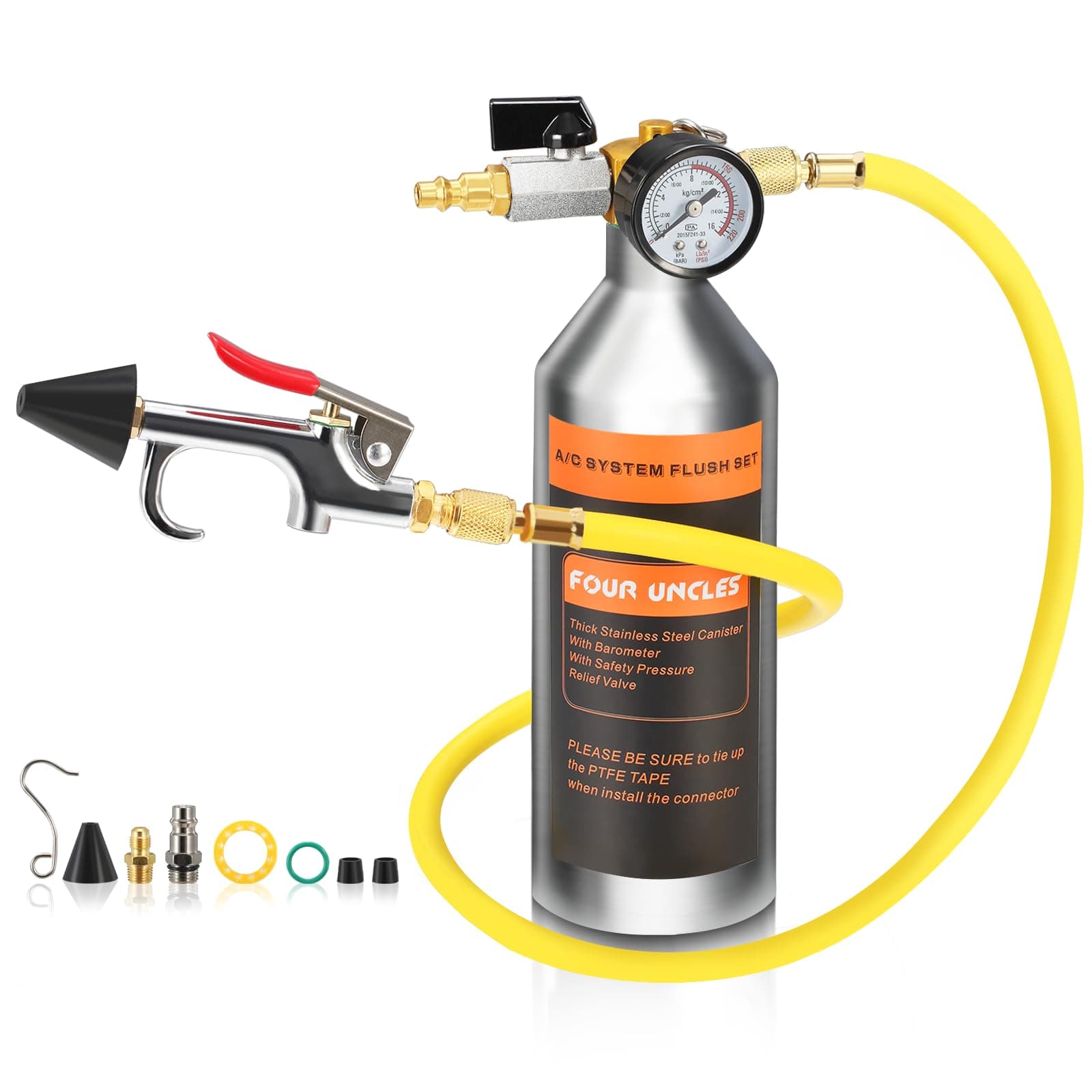 FOUR UNCLES AC FLASH KIT Air Conditioning System Flash Canister Kit Clean Tool Set for R134a R12 R22 R410a R404a Car