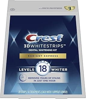 Crest 3DWhitestrips Radiant Express At-home Teeth Whitening Kit, 14 Treatments