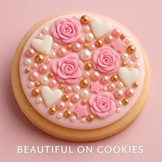 Confect Pink Mini Roses & Lips I Silver Hearts & Vermcelli and White Pearls, Anniversary Sprinkles, Sprinkles for Baking & Cake Decorative, Edible sprinkles Mix Pack of 5-140 Gms