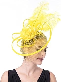 Lucky Leaf Girl Lady Hat Headwear Organza Church Feather Clip Fascinators Hat Wedding Party Cap for Women