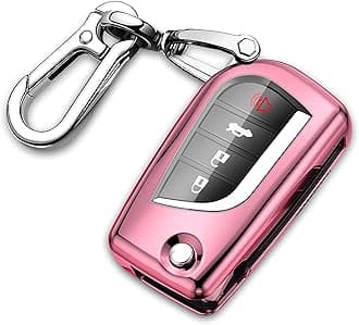 QBUC for Toyota Key Fob Cover Compatible with Toyota Fortuner tundra Camry RAV4 Highlander Corolla Smart Key Sliver