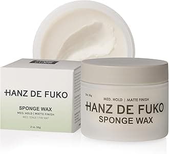 Hanz de Fuko Sponge Wax – Premium Men’s Hair Styling Wax for a Medium Hold, Semi-Matte Finish – Ideal Texture Product for All Hair Types, Especially Thick Hair – 2 oz, Travel Size