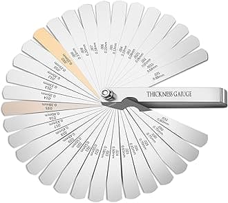Feeler Gauge Set Stainless Steel Thickness Gauge 32 Blades 0.04-0.88 mm (0.0015-0.035 Inch) Dual Marked Metric and Imperial Measuring Tools for Measuring Gap Widths and Thicknesses