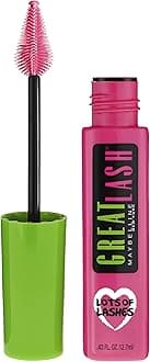 Maybelline Great Lash Lots Of Lashes Washable Mascara, Volumizing, Thickening and Curling Mascara, Brownish Black, 1 Count