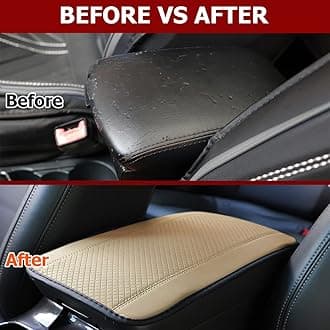 8sanlione Car Armrest Storage Box Mat, Fiber Leather Car Center Console Cover, Car Armrest Seat Box Cover Accessories Interior Protection for Most Vehicle, SUV, Truck, Car (Beige)