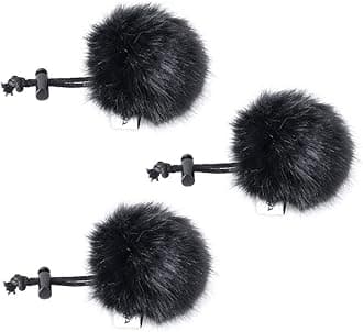 Pack of 3 Fur Windscreen for Microphone, Mini Microphone Fur Microphone Windscreen Muff, Wind & Pop Filter for Lavalier Microphone/VideoMic/Mobile Phone Microphone (Black)