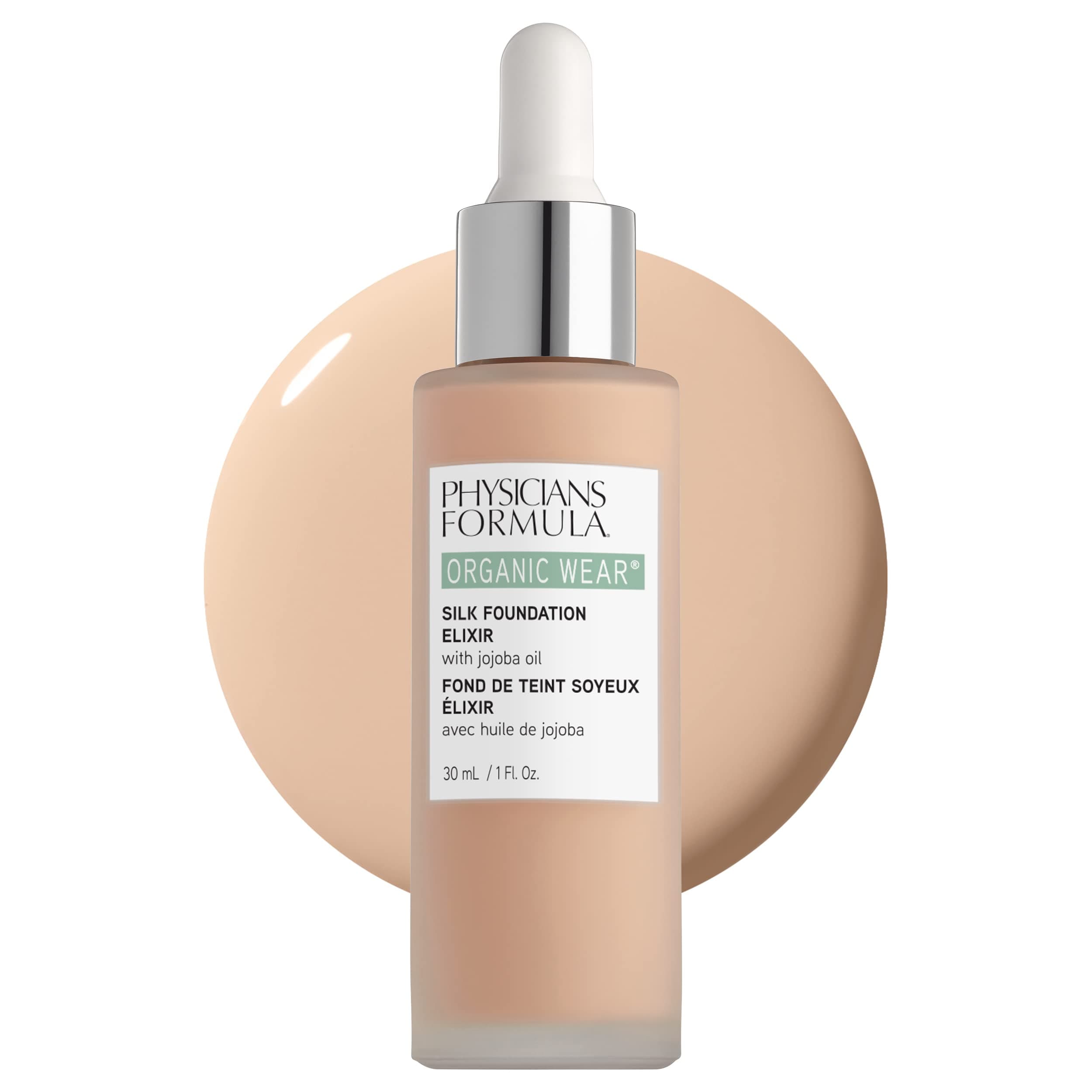 Physicians Formula Organic Wear All Natural Liquid Foundation Elixir Fair, Full Coverage | Dermatologist Tested, Clinicially Tested, 01 - Fair