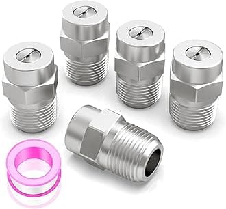 50 Degree Surface Cleaner Tips, 1/4 Inch NPT Male, 2.5 Orifice, 4000 PSI Threaded Spray Nozzles, Replacement for Water Gun, Water Broom and Surface Cleaner (5-Pack)