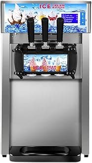 Ice Cream Machine 3-Flavor Soft Ice Cream Maker for Coffee Shop Convenience Store Buffet Bar Desktop Type 1 1200W 110V 4.5L*2 16-18L/H