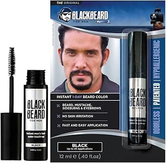 Blackbeard for Men Beard Color – 1-Day Beard, Mustache, Eyebrow, Sideburns Color – Temporary Facial Hair Tint - Hypoallergenic Beard Dye Alternative – Up to 45 applications – Black, 1 Pack