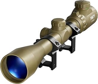 PINTY 3-9x40 Rifle Scope with Red/Green Illuminated Reticle & Rangefinder, Multicoated Lens with Mounts for Picatinny Rail