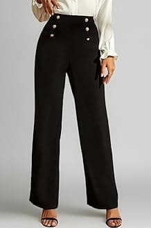 POPWINGS Women Casual Solid Bootcut Button Trousers