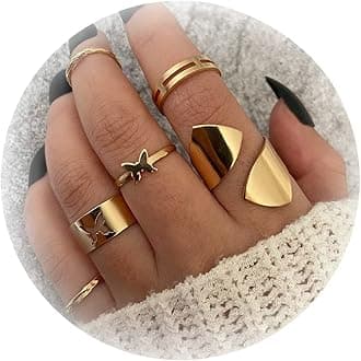 HUASAI Gold Rings for Women Non Tarnish Gifts Trendy Stuff Stackable Rings Boho Knuckle Rings Set Midi Pinky Rings Pack Turquoise Rings Christmas Gifts Stocking Stuffers