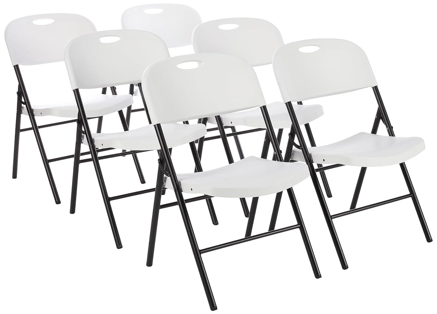 Amazon Basics Sturdy Foldable Plastic Chair, Portable, 350-Pound Capacity, White, 6-Pack