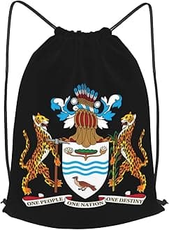 Shopping Bag National Emblem Of Guyana Pe Kit Bag Outdoor Drawstring Gym Bag Waterproof Drawstring Gym Bag 36X42Cm For Deluxe, Pe & Sports, Yoga