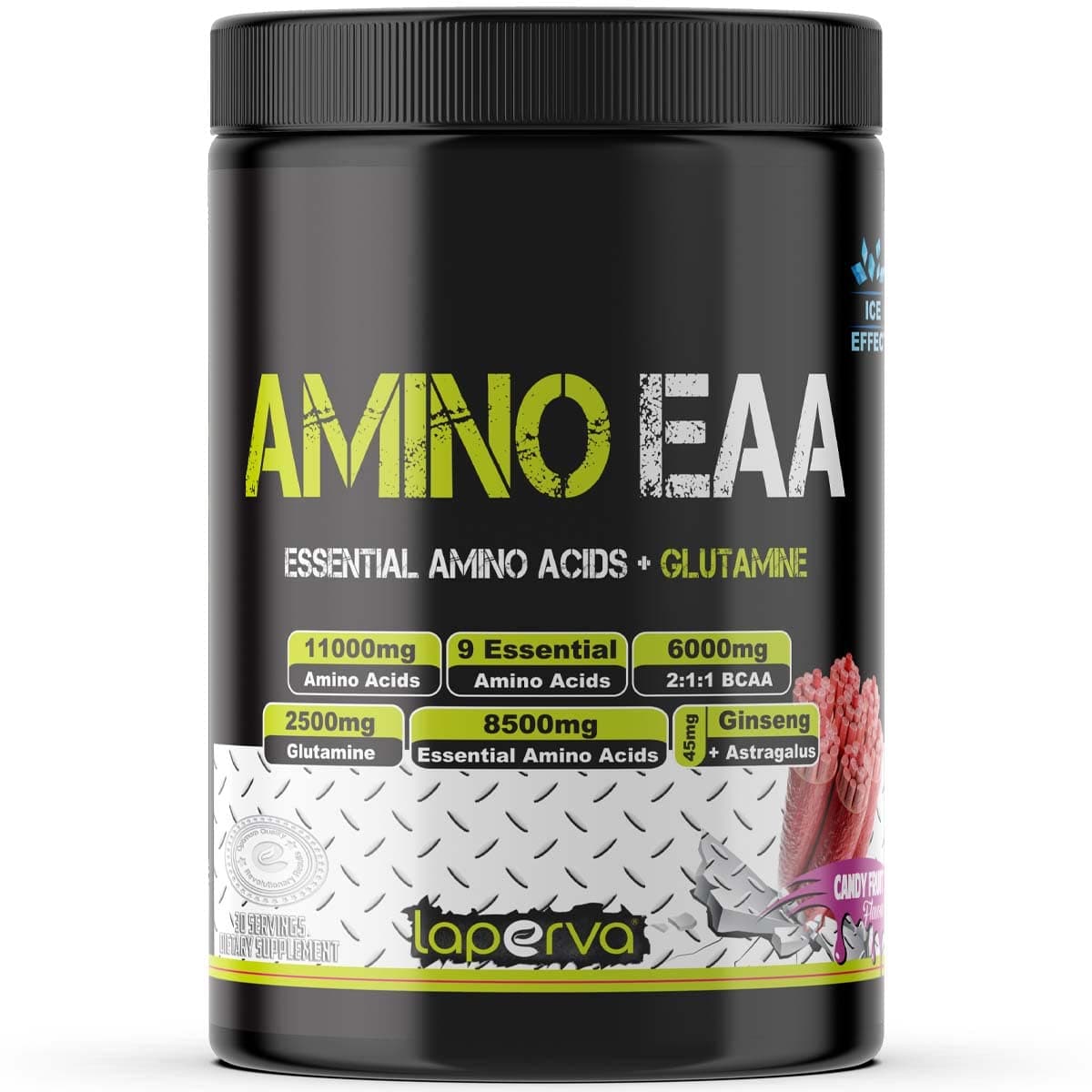 EAA Supplement | Amino EAA, Essential Amino Acids + Glutamine, Helps for Building Blocks of Protein, Reduce Muscle Breakdown, Gain Muscle Mass and Recover Faster (Candy Fruit, 390 Grams)